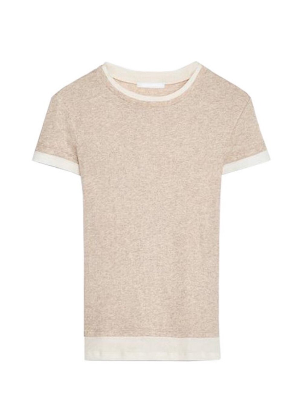 ZARA Sand Marl Layered Effect Short Sleeve T-Shirt Fitted Tee Women's Size Small - Picture 2 of 6